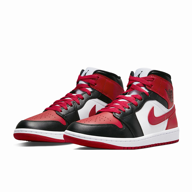 Air Jordan 1 Mid AJ1黑红脚趾板鞋女子中帮复古篮球鞋BQ6472-079
