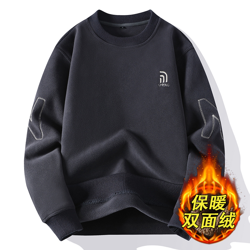卫衣男秋冬季圆领加绒加厚奥利绒宽松保暖长袖潮流休闲百搭上衣服