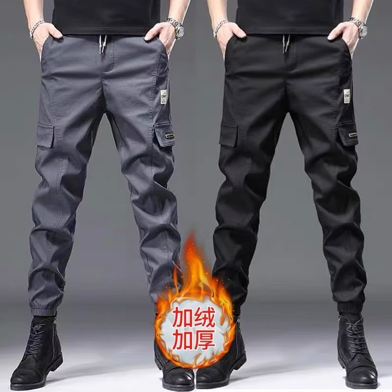 秋冬款加绒加厚工装裤男士宽松大码工地耐磨耐脏束脚工作劳保裤子