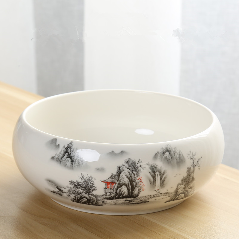 茶洗大号陶瓷茶渣缸家用洗茶杯盆中式功夫茶具配件水洗碗水盂笔洗
