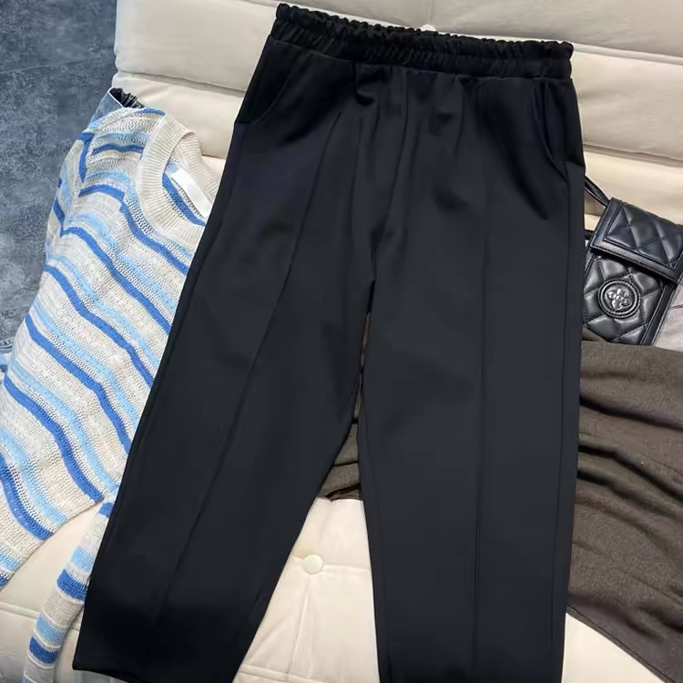 新款秋季松紧高腰直筒休闲裤显瘦百搭遮肉大码女裤