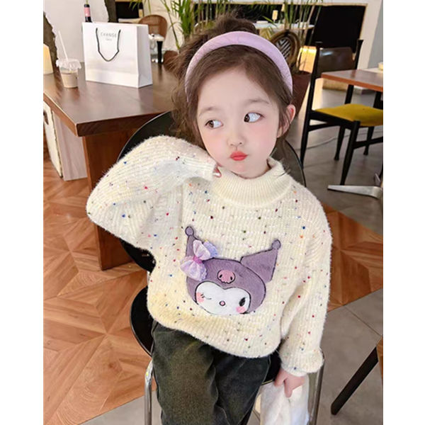 女童库洛米毛衣秋冬款2023新款儿童网红小女孩冬季加厚针织打底衫