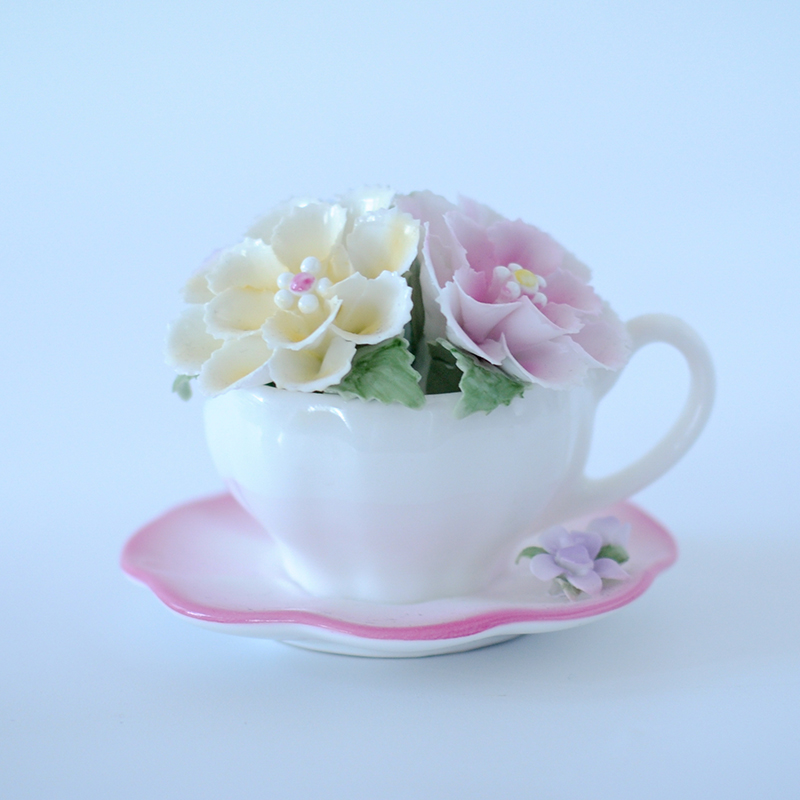 0166家居装饰工艺品cosmos高温瓷纯手工粘花艺术摆件