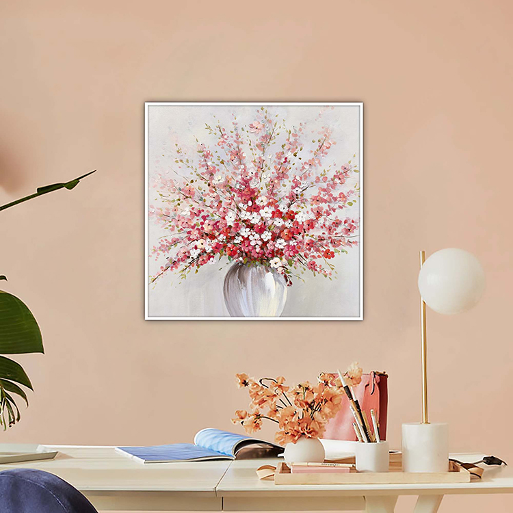 古荷画仓现代手绘油画插瓶花幸福花开栀子花开玄关卧室餐厅装饰画