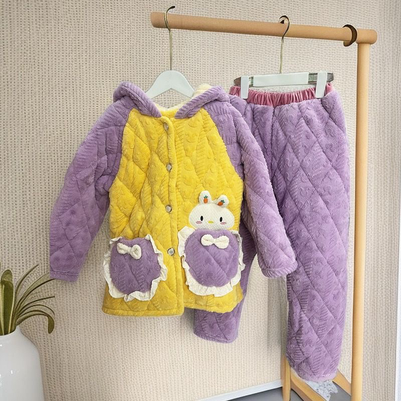 反季福利三层夹棉家居服冬款男宝女宝可居家可外穿睡衣孤品捡漏