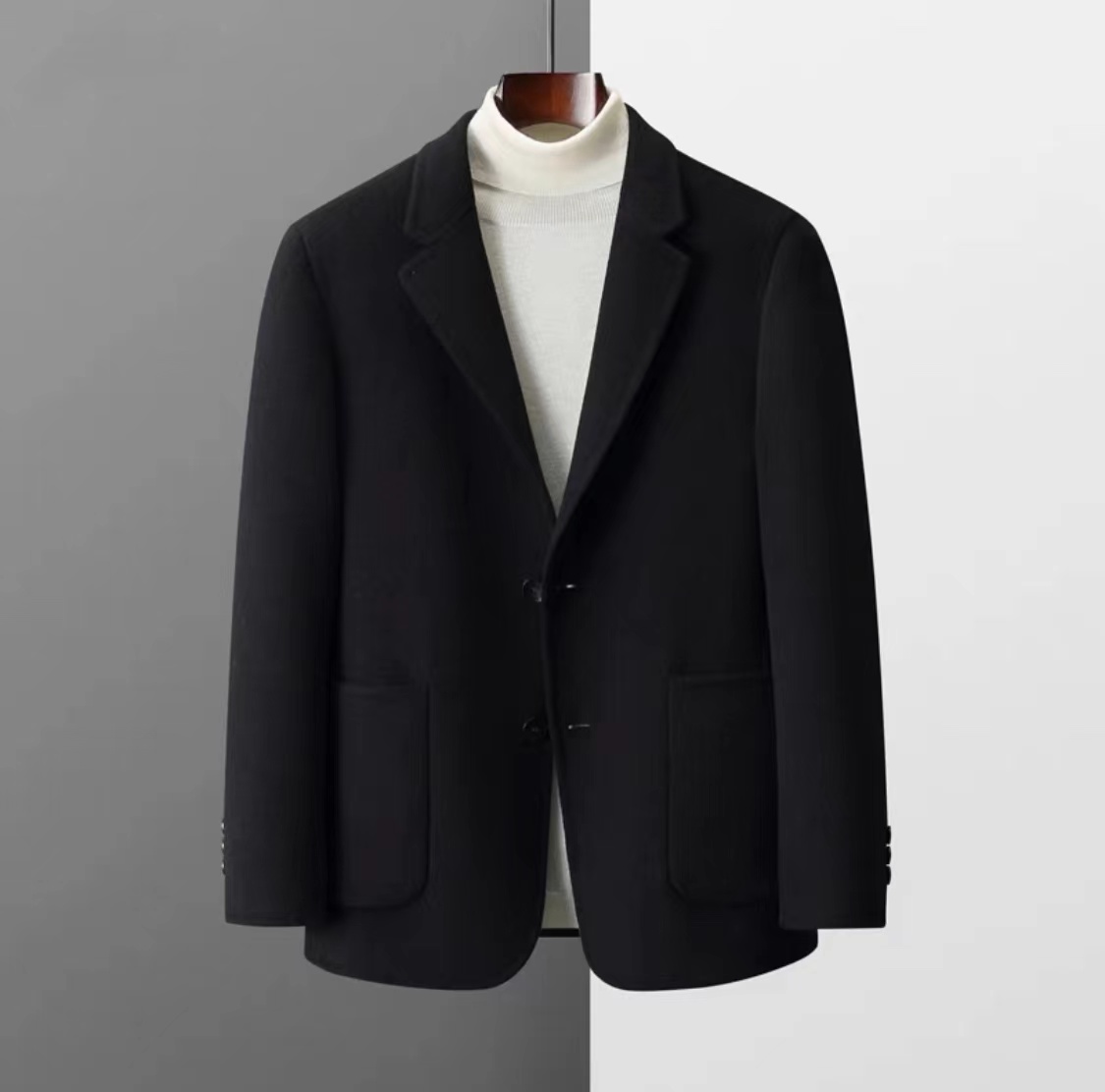 2023新款秋冬厚双面呢山羊绒单西外套2291