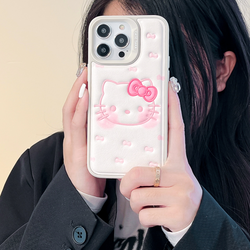 适用苹果系列iPhone15可爱卡通14pro粉色猫咪13pro卡通12手机壳