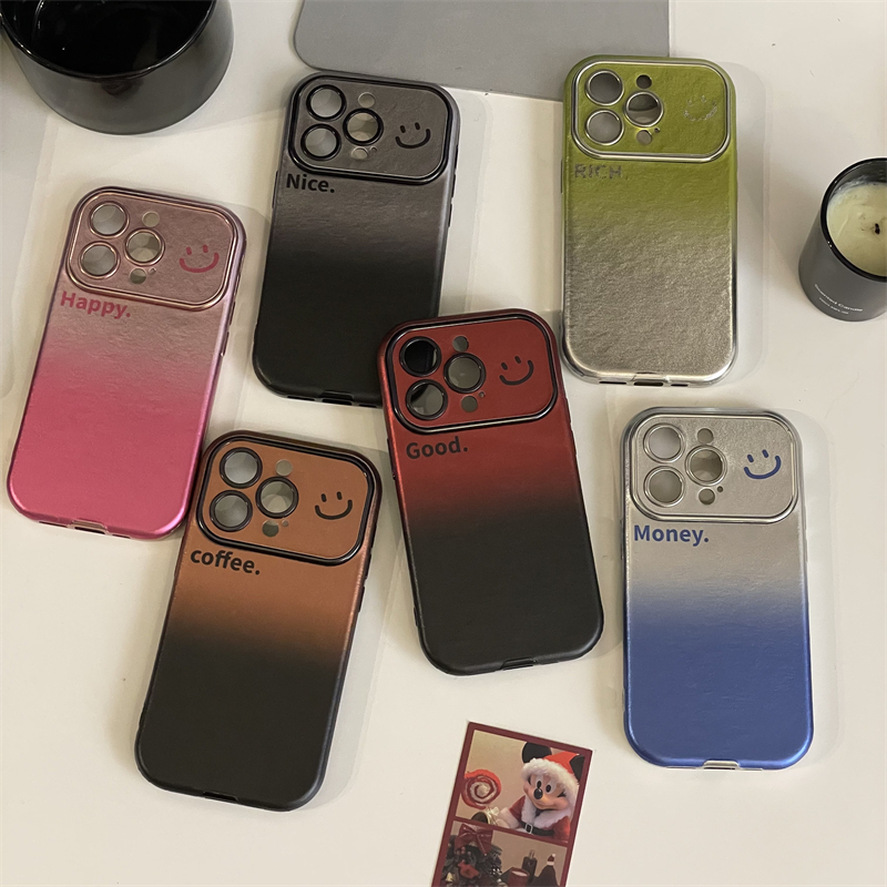 适用苹果系列iPhone15高级感14pro渐变皮纹大视窗13p新款11手机壳