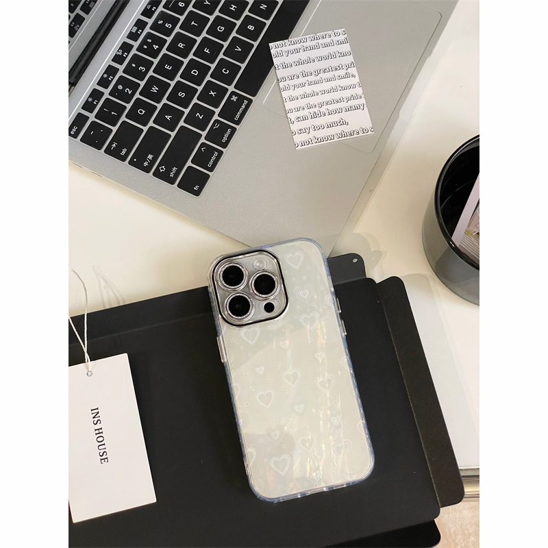 适用苹果系列iPhone15ins个性14pro镭射满屏爱心13pr防摔11手机壳
