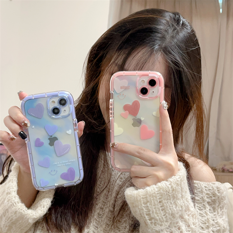 适用苹果系列iPhone15少女心晕染14pro爱心笑脸13p夜光12手机壳