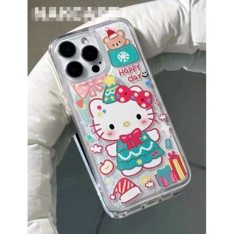 日韩雪花可爱猫咪适用iPhone15promax苹果14手机壳13新款12流沙