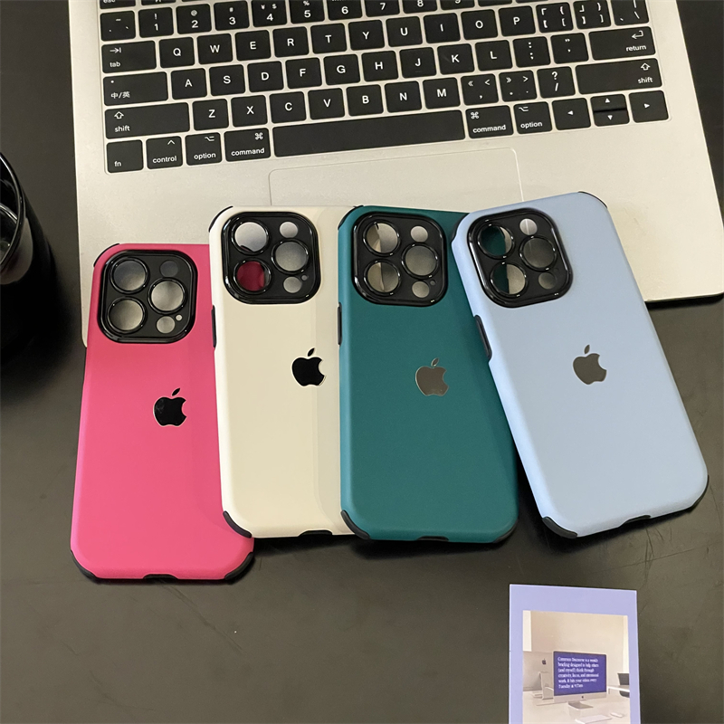 适用苹果系列iPhone15个性简约14pro磨砂纯色13pro二合一12手机壳