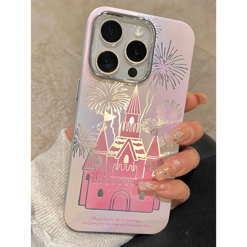 创意梦幻城堡烟花适用iPhone15promax苹果14手机壳13新款12电镀
