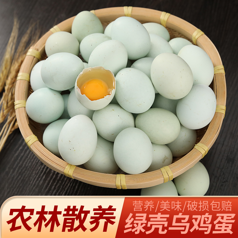 我老家乌鸡蛋新鲜谷物绿壳蛋农村散养草鸡蛋柴鸡蛋绿皮鸡蛋10枚蛋