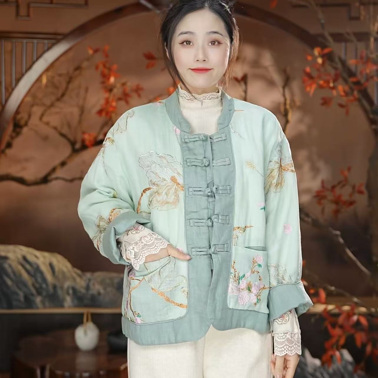 棉衣/棉服花香袭人冬季新款国风小清新9788