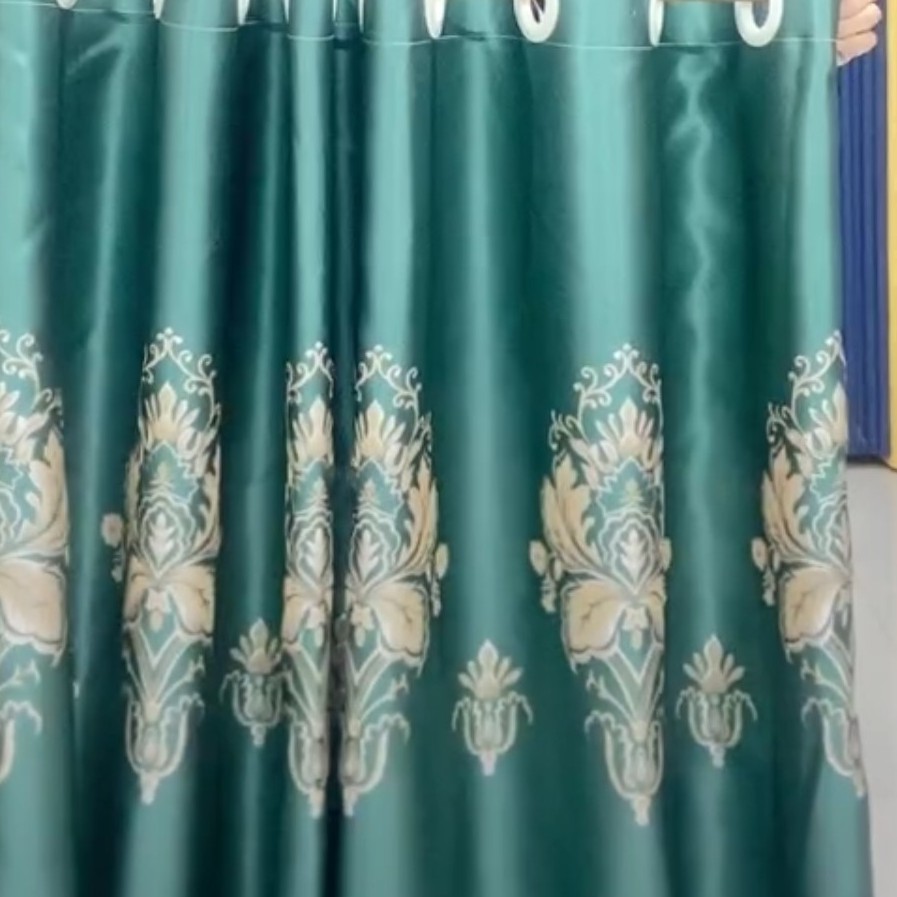绿色欧花折光窗帘