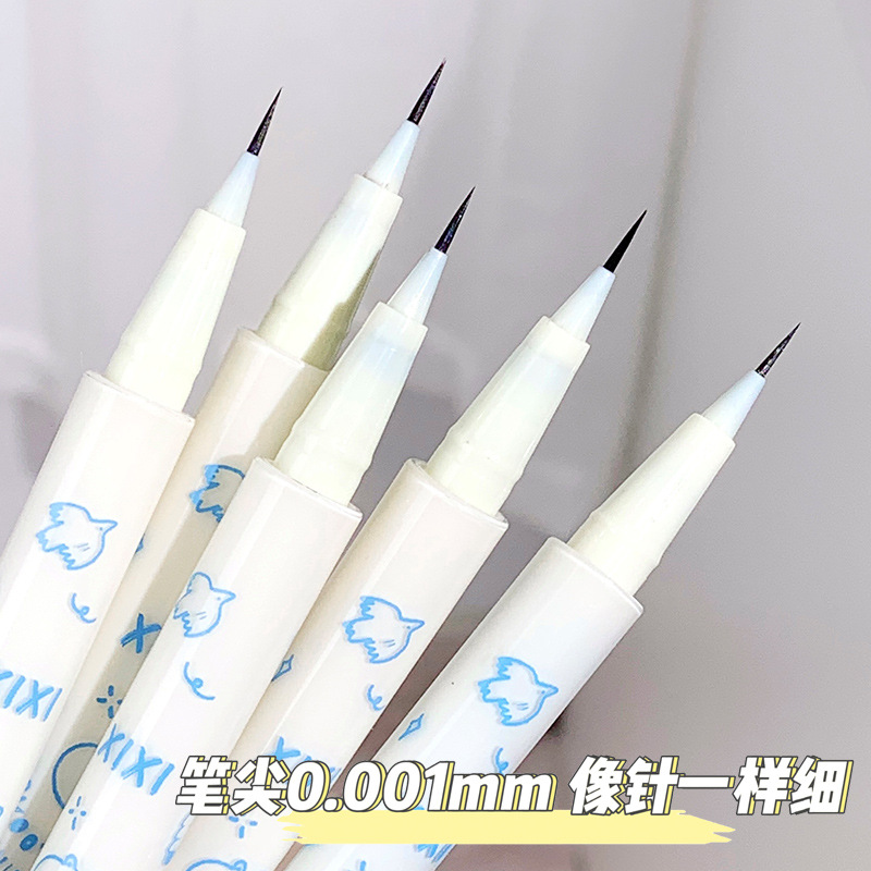 彩妆xixi萌熊软叽顺滑眼线液笔极细防水防汗不晕染下至睫毛卧蚕笔