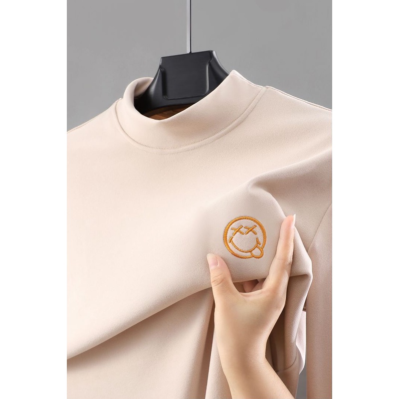 602T双面德绒半高领打底衫男青少年保暖内搭秋衣中领加厚男士t恤