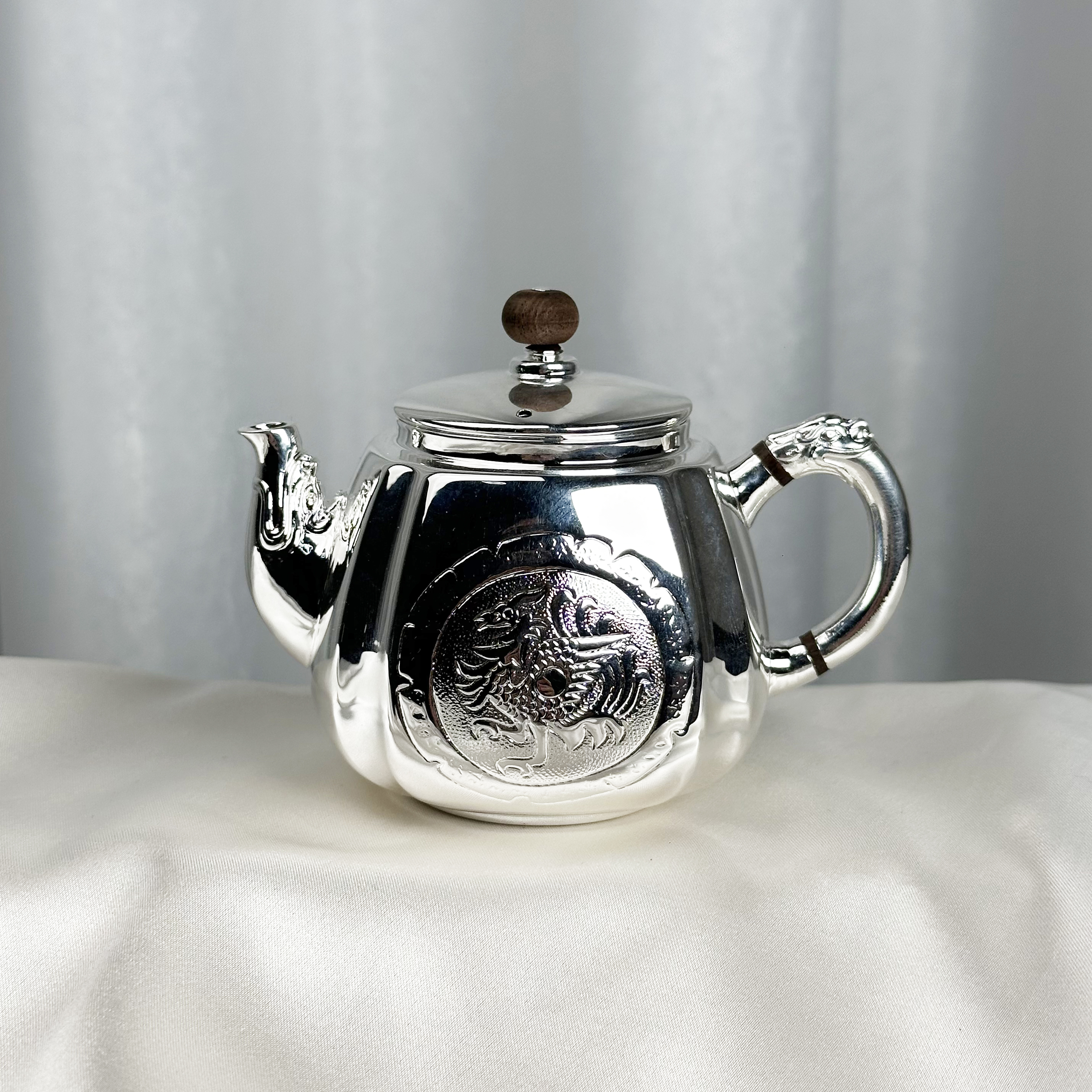 清货-手工玄鸟方型小壶泡茶壶999银