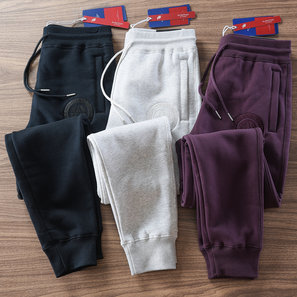 美式休闲秋冬季加绒加厚修身保暖隐形拉链运动束脚卫裤男休闲长裤