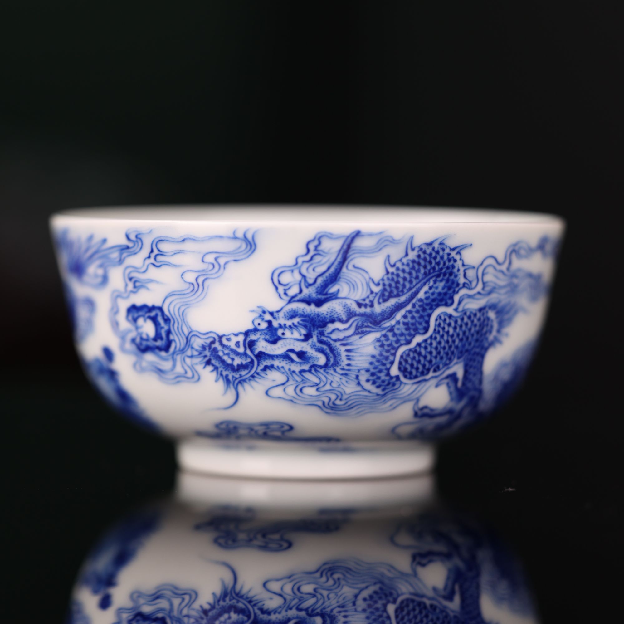 【九段烧】九段心传龙凤纹罗汉杯 手绘 纯手工 中式 龙纹 主人杯 