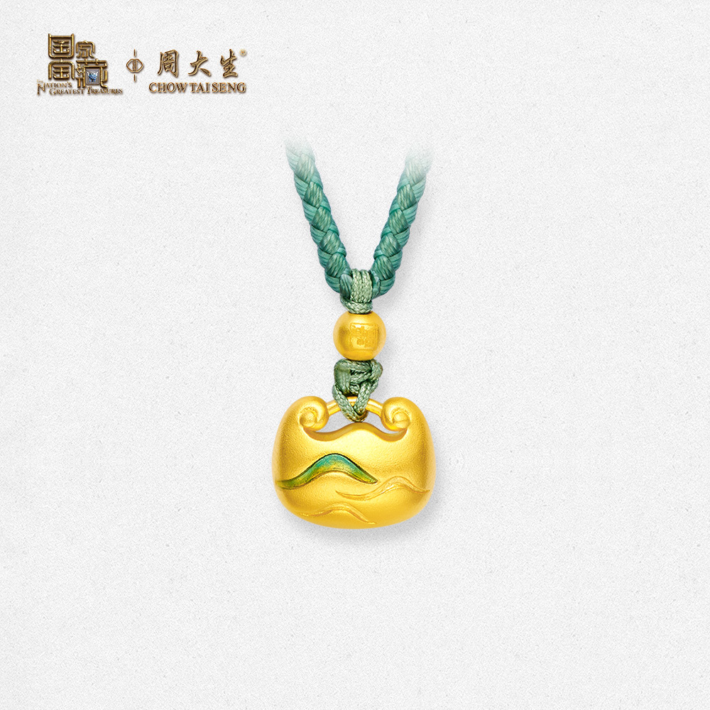 周大生黄金国家宝藏系列山水满福足金挂坠欧若风百搭首饰送男友