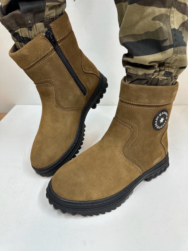 冬季拉链小短靴「卡其色大一码拍」