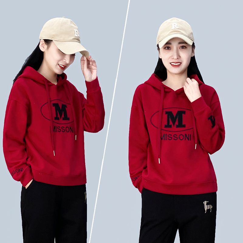 Mexican/稻草人女连帽大码卫衣秋季上新减龄妈妈款女装洋气百搭