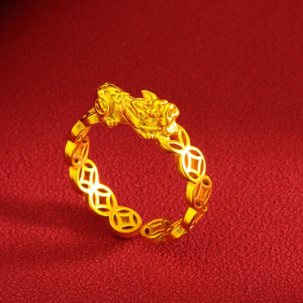 铜合金戒指 直播同价可调节戒指新中式钱币戒指气质