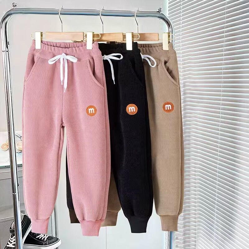 童装男女童加绒加厚棉裤中大童宝宝一体绒弹力修身小脚牛仔长裤子