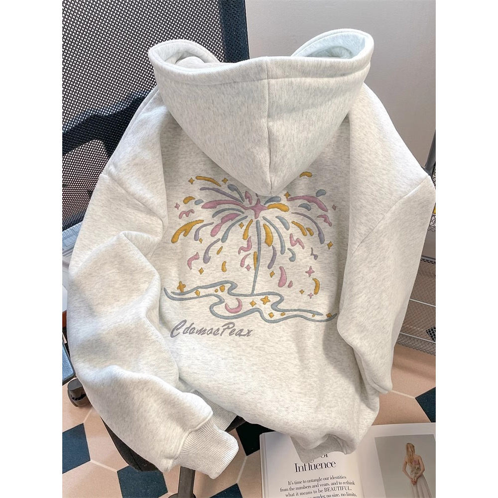 女童卫衣春秋2024新款春装童装洋气加绒小众连帽加厚儿童上衣春季