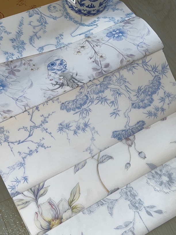 1831:博古堂四尺对开五色花卉七分熟50张