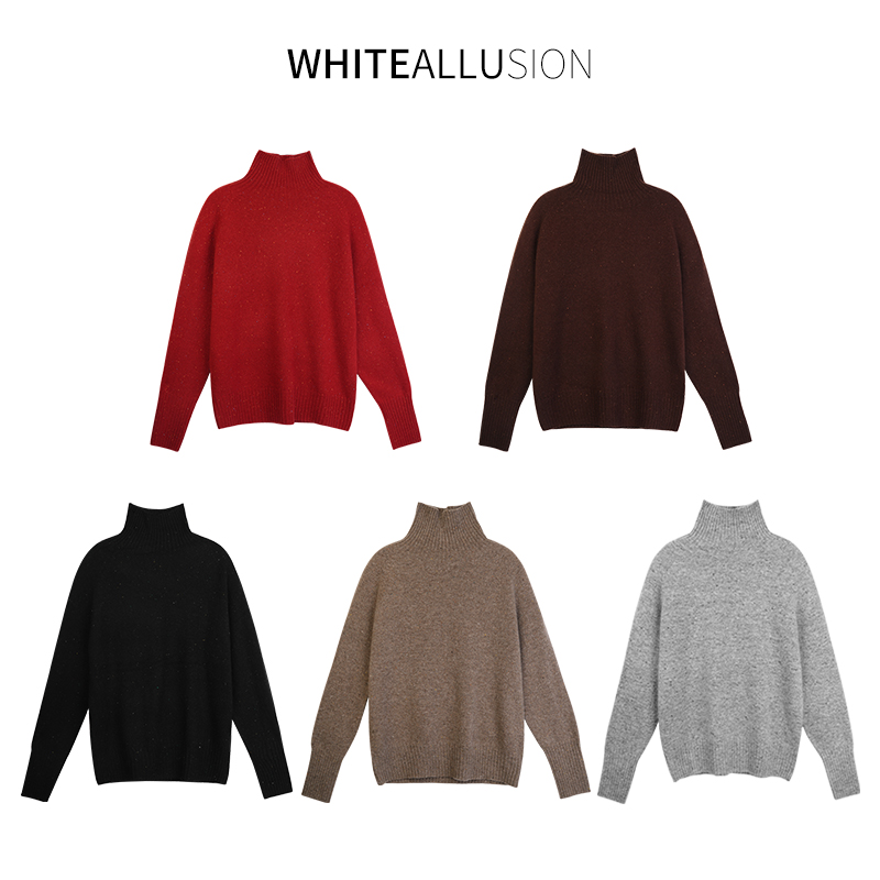 素典【繁星】点子纱高领全羊毛针织衫宽松慵懒风套头毛衣3164