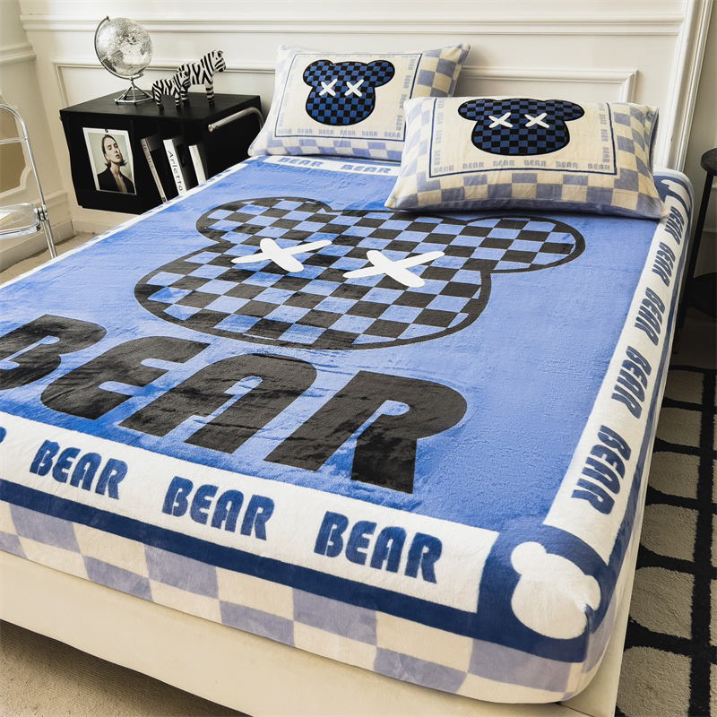 牛奶绒床笠罩加绒防滑床单可裸睡家用单双人全包加厚保暖床垫套