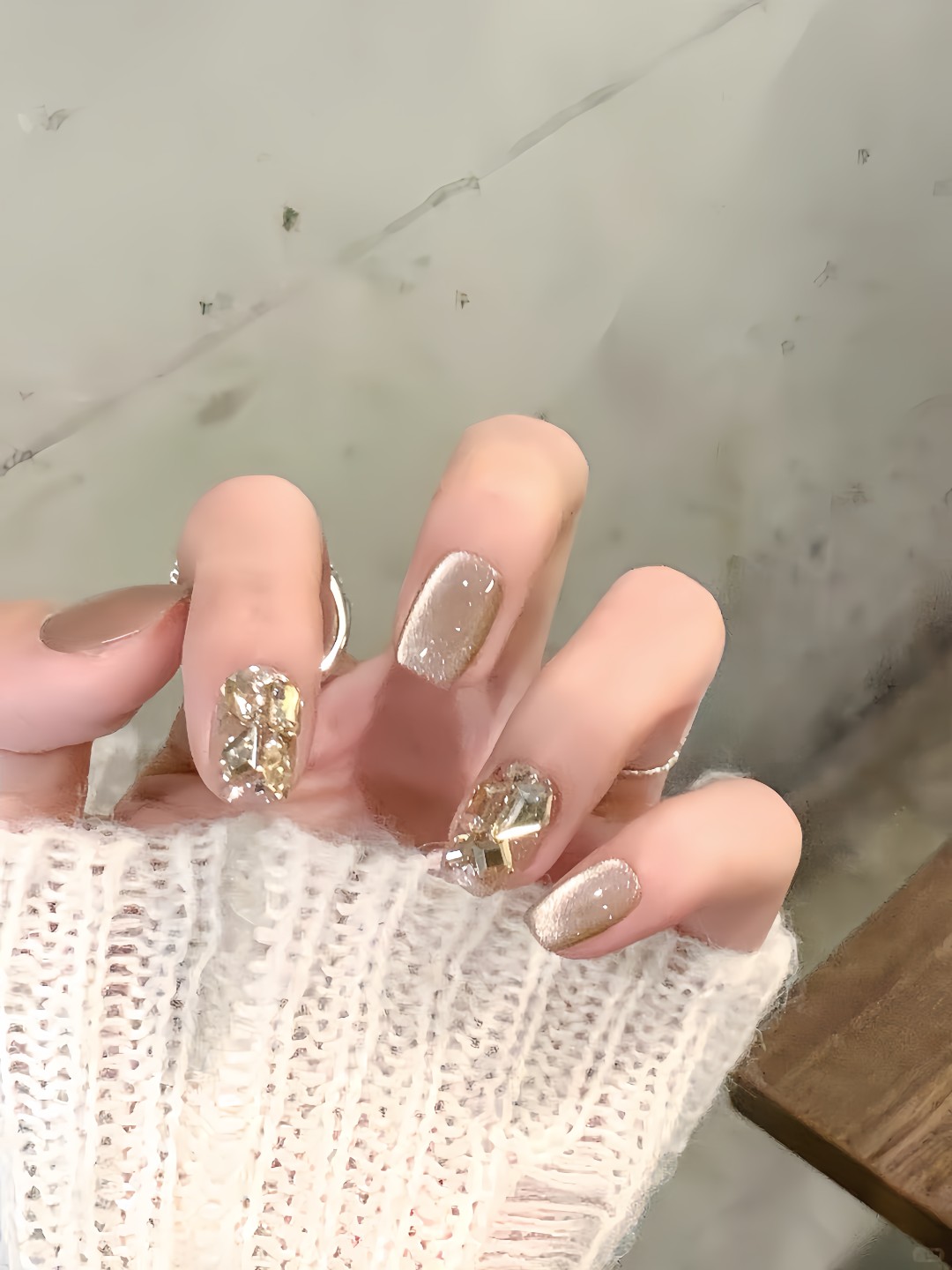 【摩卡秋冬】轻奢风纯手工穿戴甲可拆卸指甲贴片