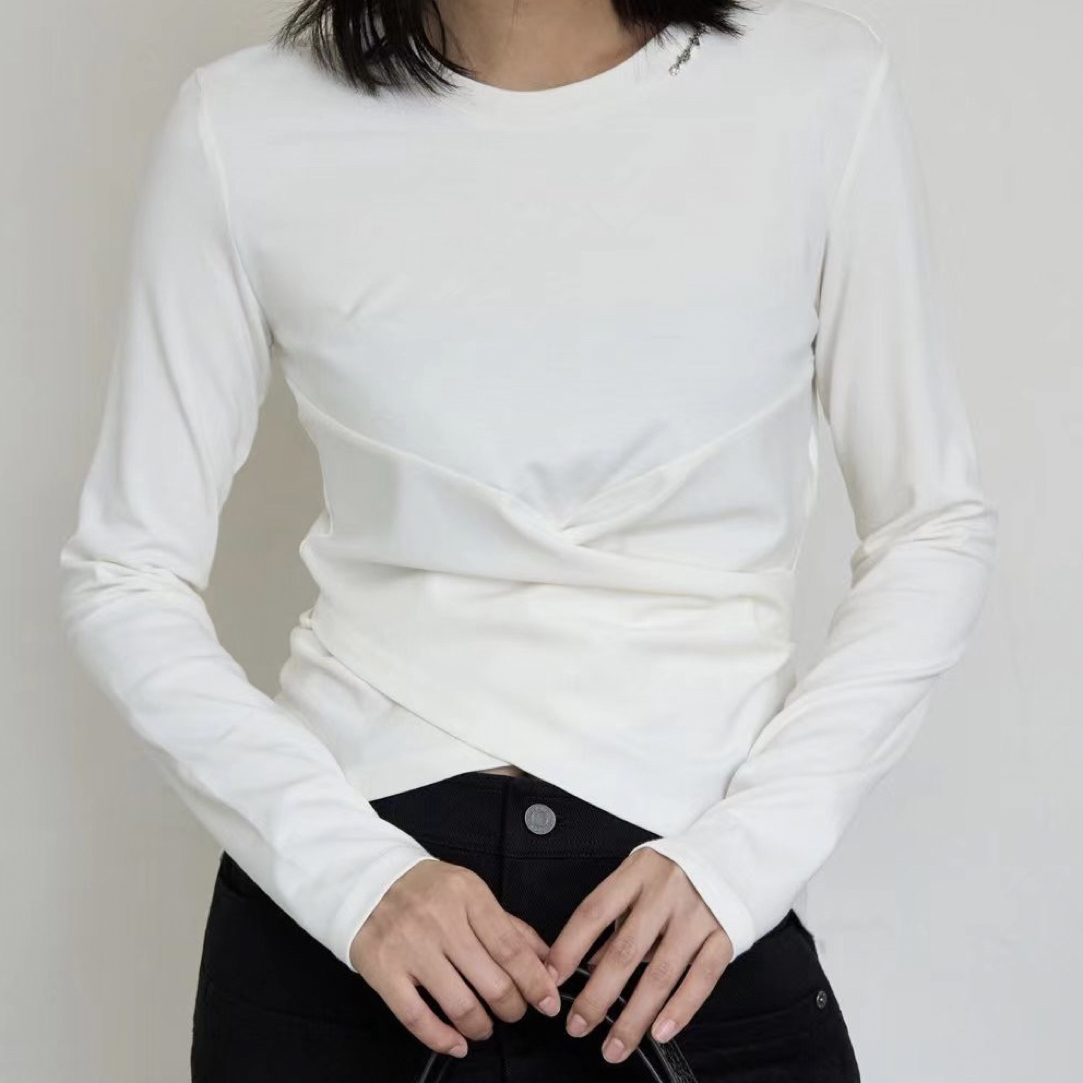 【se7en】”慢悠潮衣”长袖白色显瘦时尚女士女士修身气质圆领秋冬381