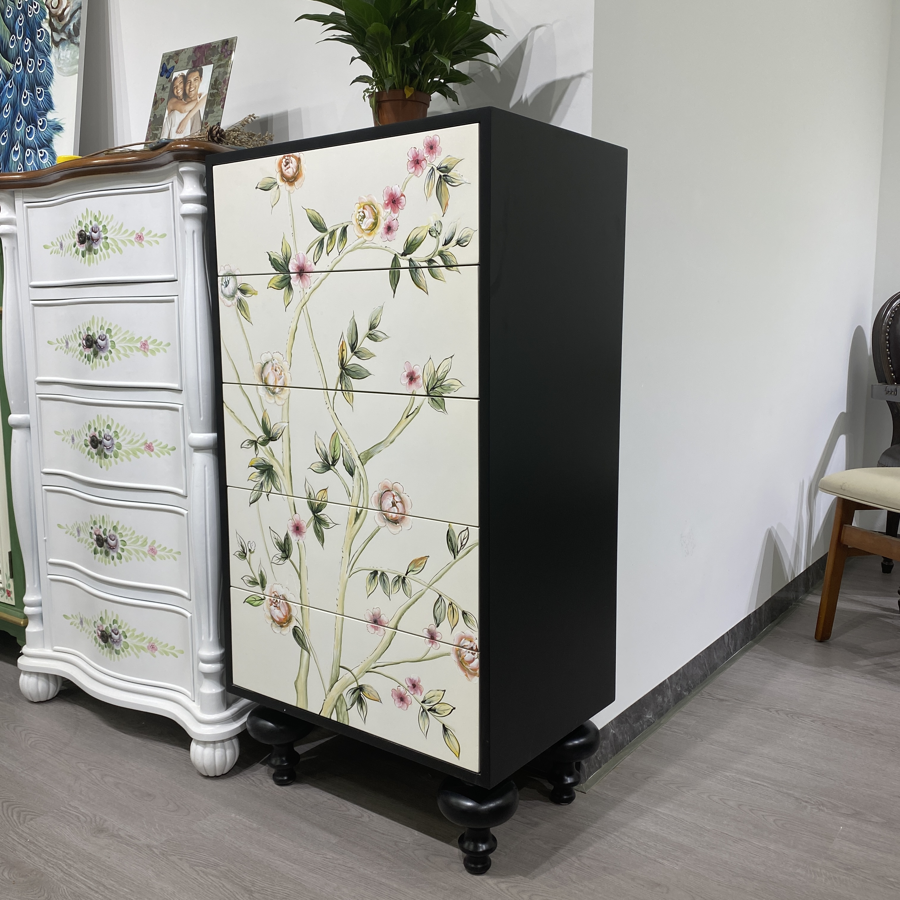 法式奶油风客厅玄关柜餐边柜电视机旁实木五斗柜卧室收纳柜床尾柜