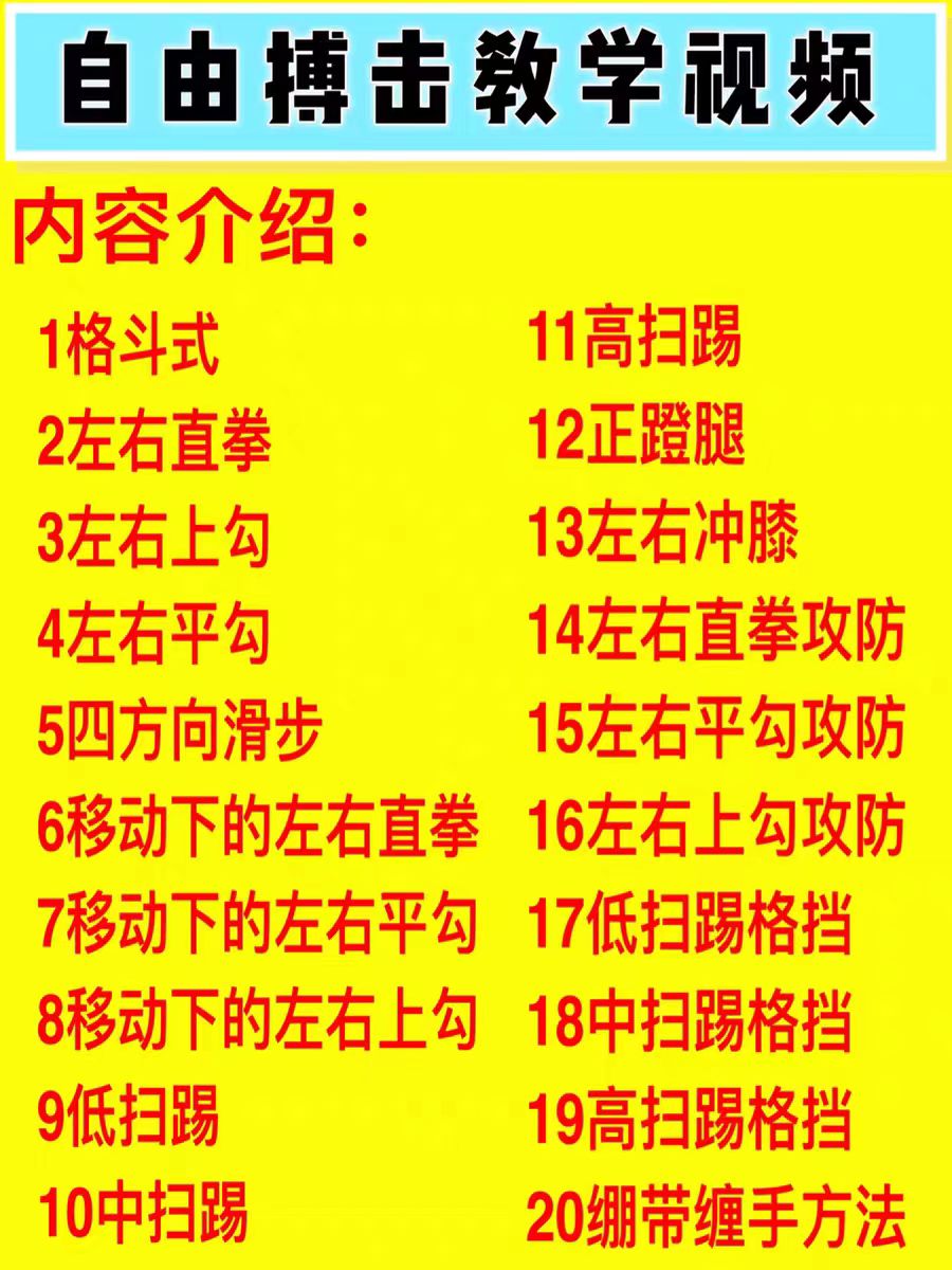 零基础自由搏击教学视频街头格斗实战防身术