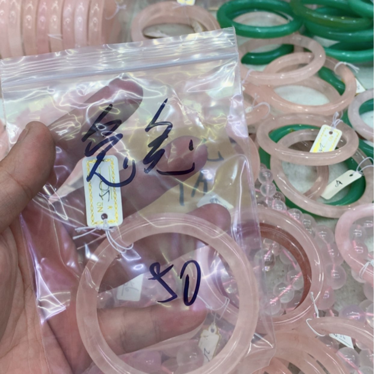 【闪购商品】烟晶手链银S925镶嵌粉晶手镯