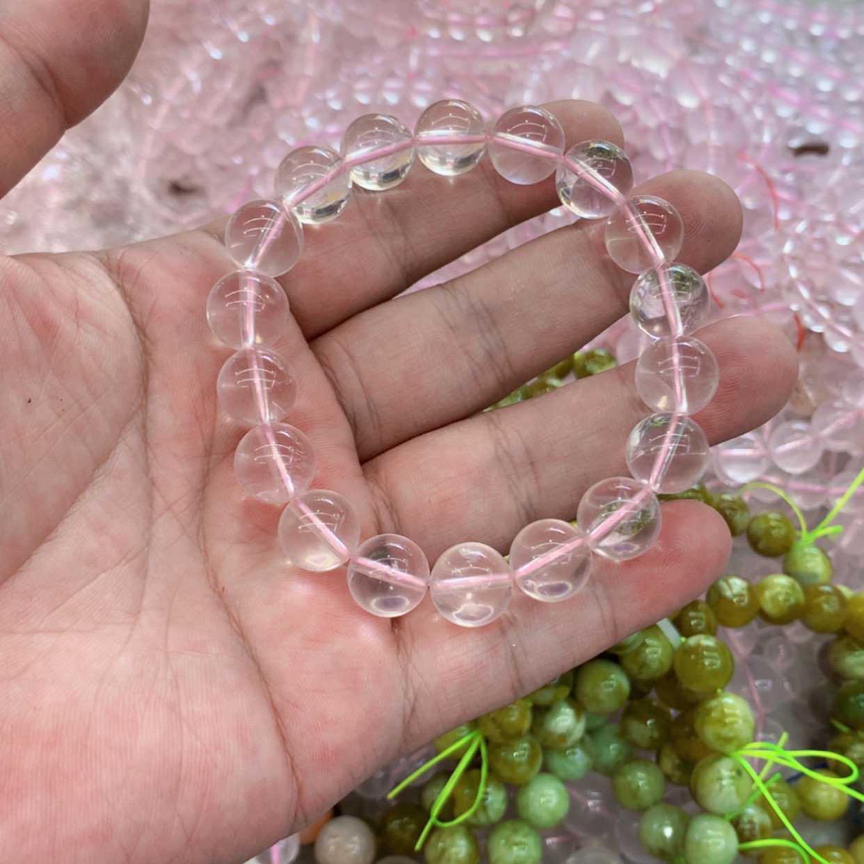 【闪购商品】烟晶手链银S925镶嵌11m粉晶手链