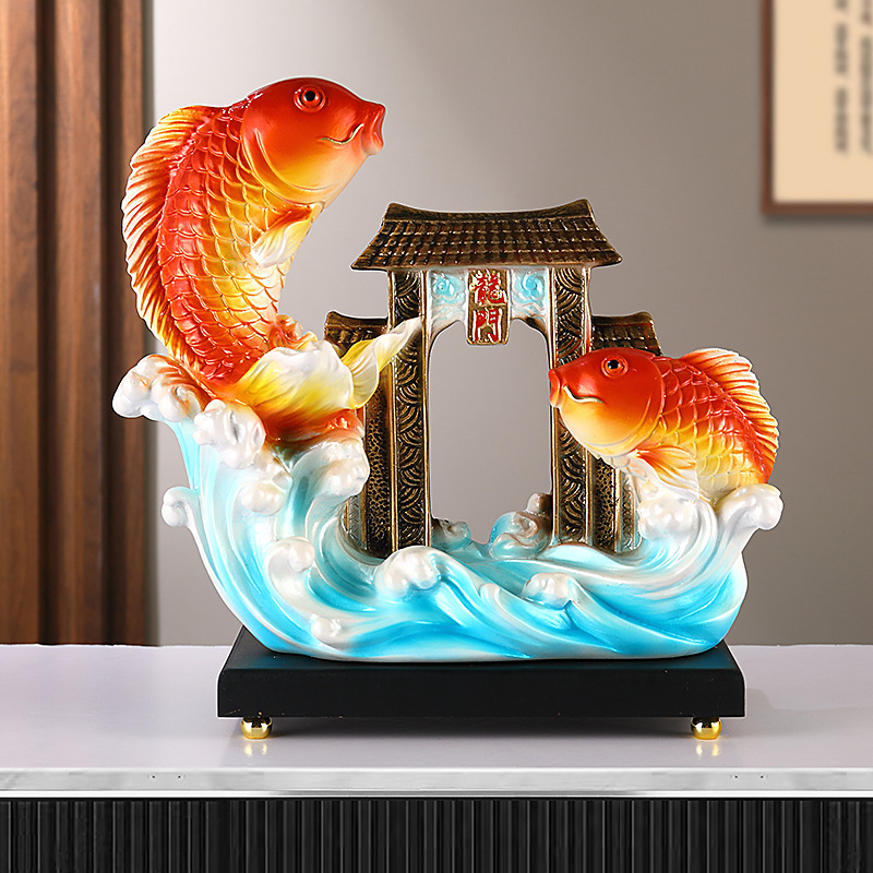 树脂鱼跃龙门摆件客厅办公室书房桌面装饰品创意开业礼品乔迁送礼