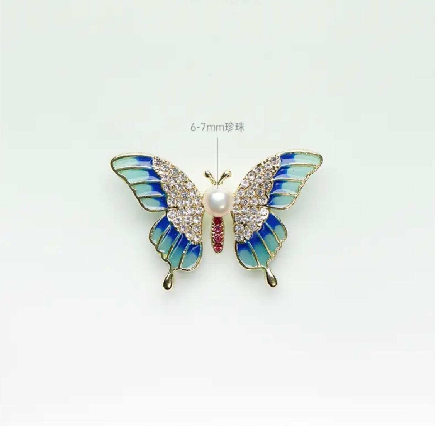 天然淡水珍珠蝴蝶胸针