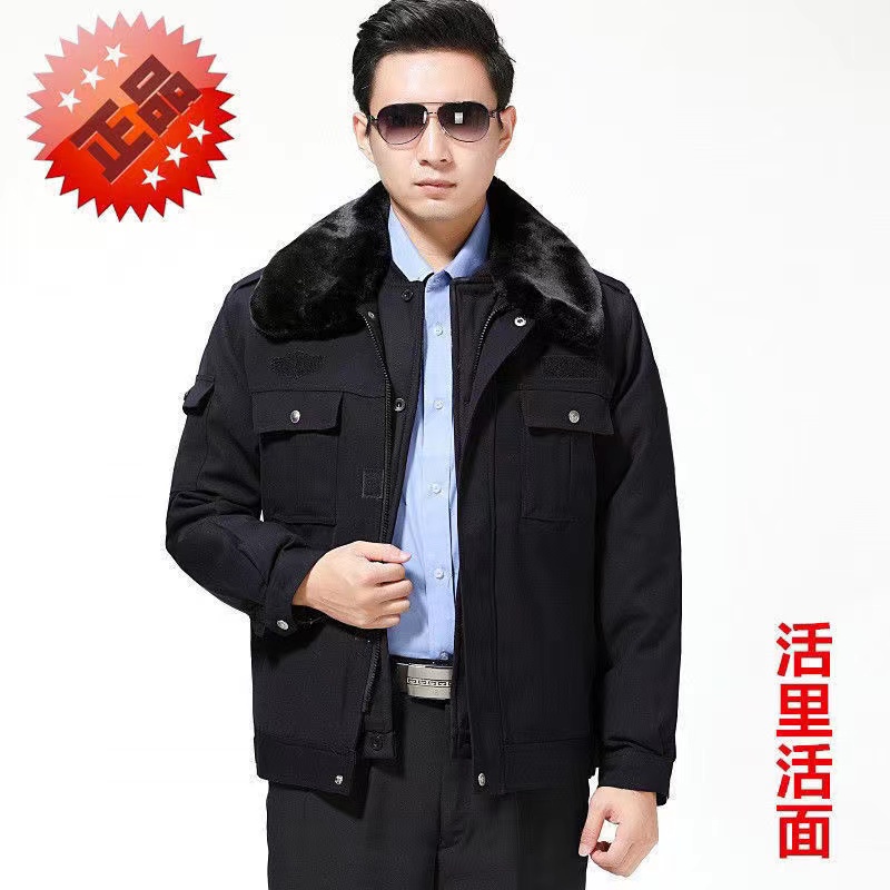 加绒皮毛一体短款夹克冬季加厚防寒棉服保暖皮袄活里活面男士