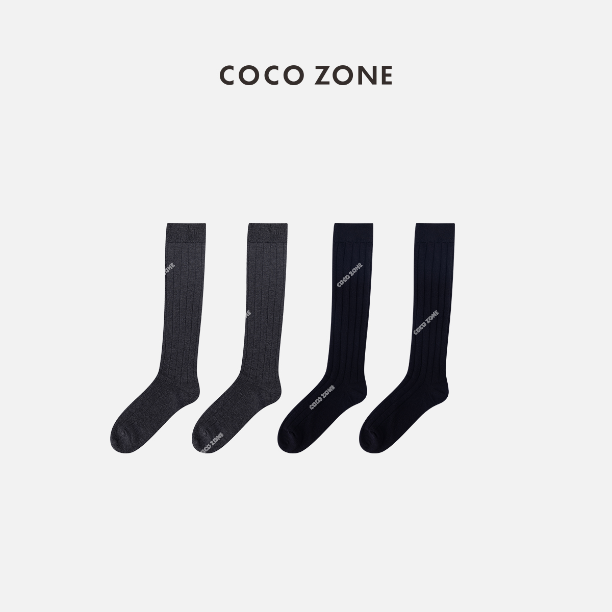 COCO ZONE 刘一一 【2双】中筒堆堆袜竖纹显瘦小腿袜 CC2A0200