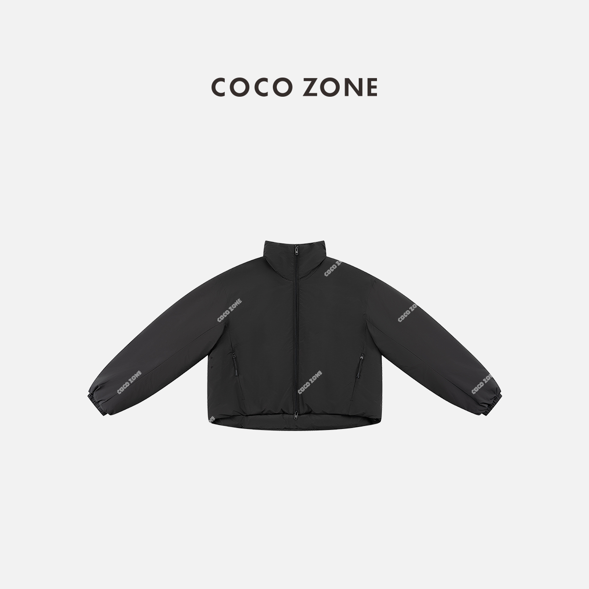 COCO ZONE 刘一一 设计感侧口袋立领双头拉链外套CC1D2635