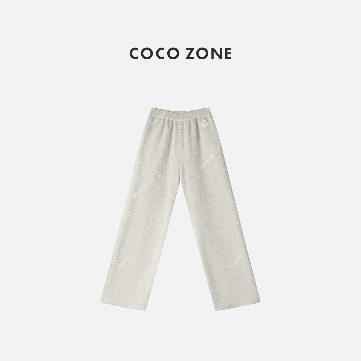 COCO ZONE 刘一一简约松紧腰前幅图案摇粒绒加厚休闲裤CC2D2766