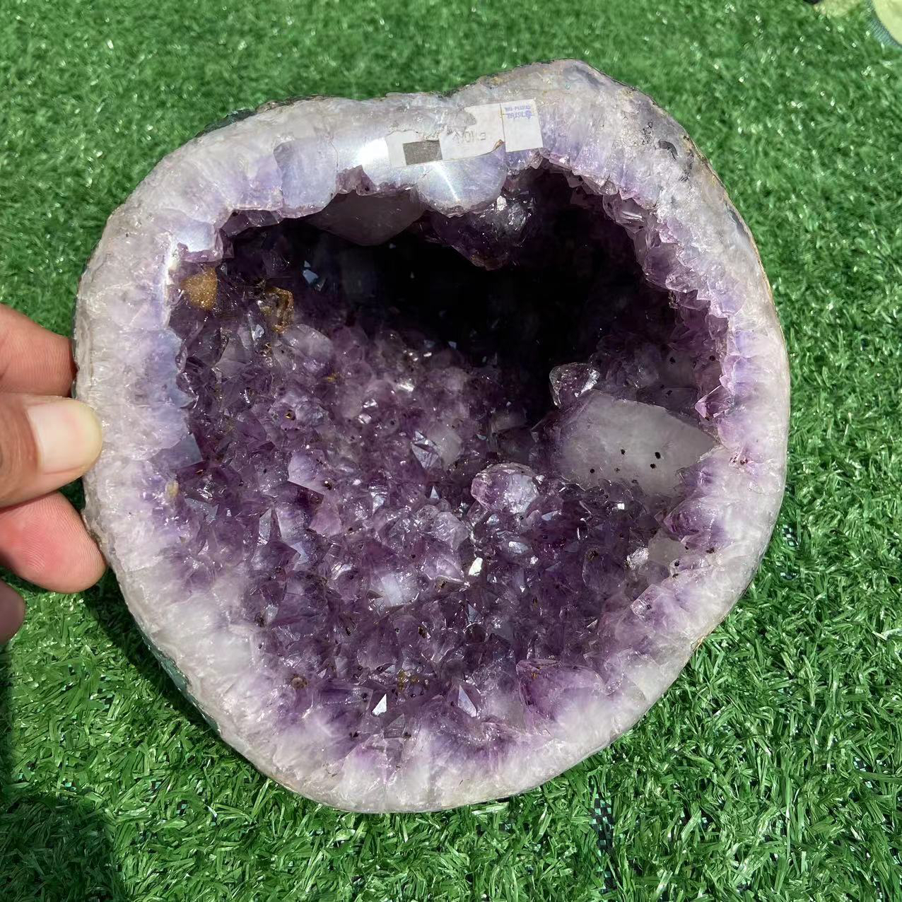 天然原皮紫晶洞钱袋子居家办公摆件重4公斤尺寸19×19cm洞深20厘米