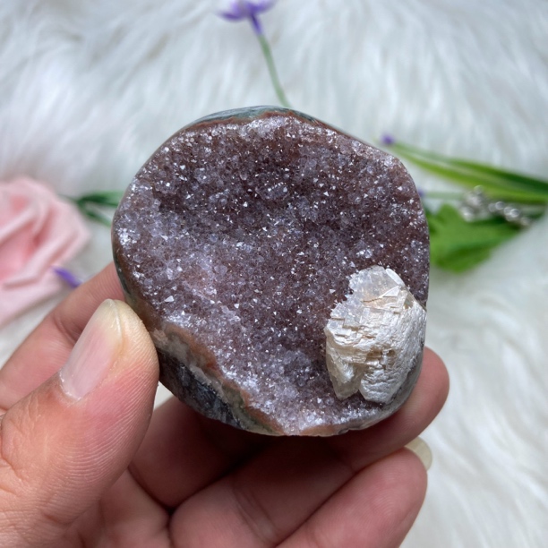 爆闪滴软糖彩晶镇紫晶洞迷你彩色晶镇居家办公摆件高45mm重85克