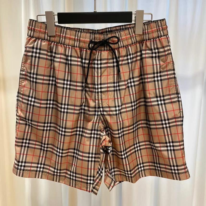 未使用 BURBERRY/博柏利 经典细格纹抽绳短裤 休闲潮流男女同