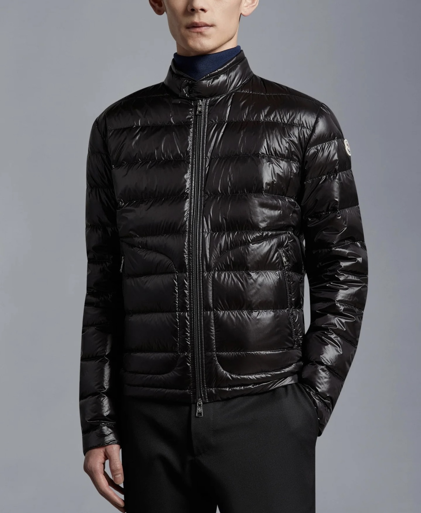 未使用 MONCLER Acorus男士黑色修身冬季短款轻薄保暖外套羽绒服